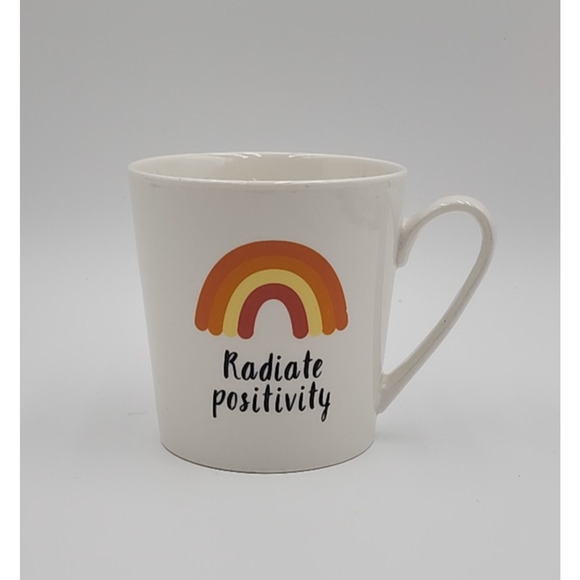Exclusive ORLY MAISON  Mug – "Radiate Positivity" Beige Glazed with Rainbow - Picture 3 of 5